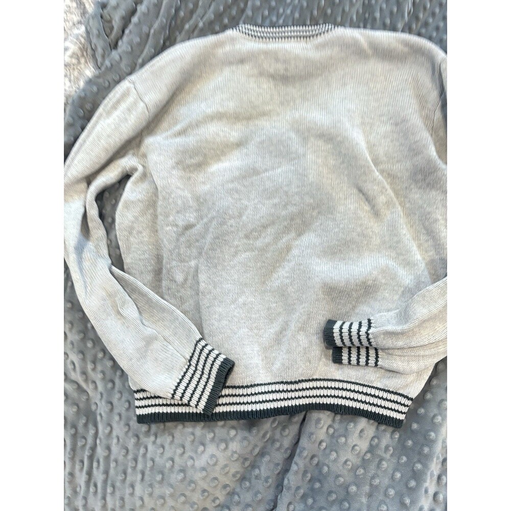 Brandy Melville Women's cream Knit Striped green Trim Crewneck Sweater S - Picture 4 of 7